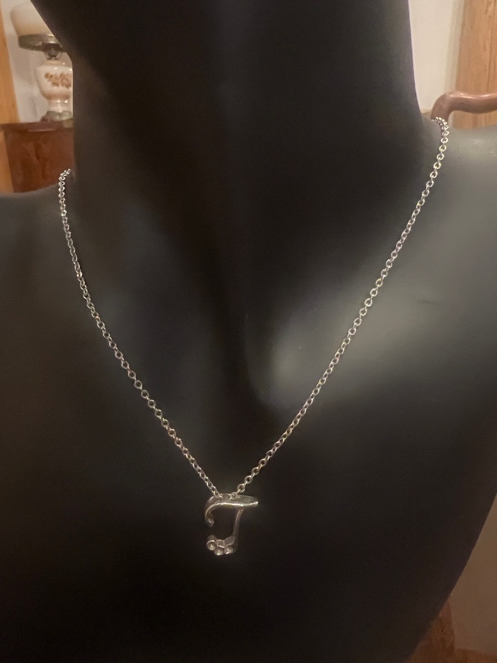 Sterling Silver Initial 'J' Pendant Necklace - Silver